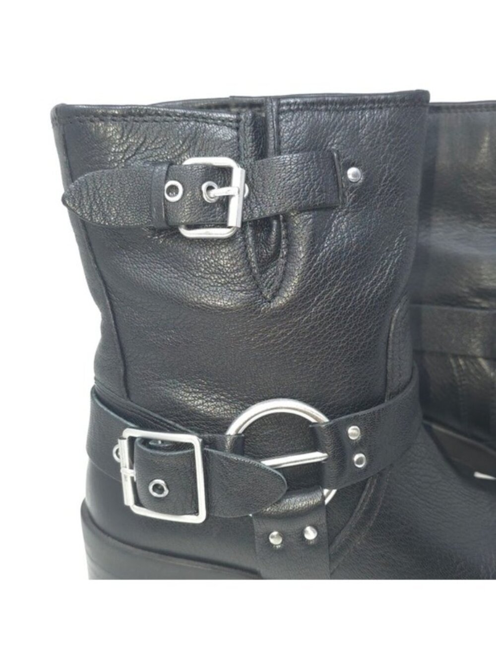 Kenneth Cole Stride Black Leather Motorcycle Boots Winter - Picture 10 of 12